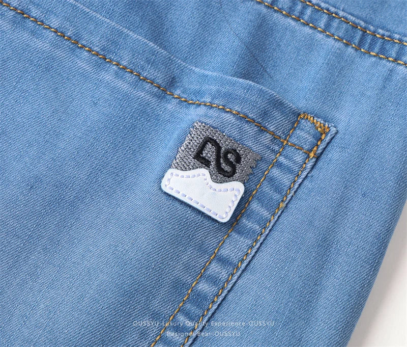 Brand Clothing Summer Lyocell Ultra-thin Men's Jeans Business Straight Denim Pants Cool Ice Silk Casual Trousers Man Plus Size