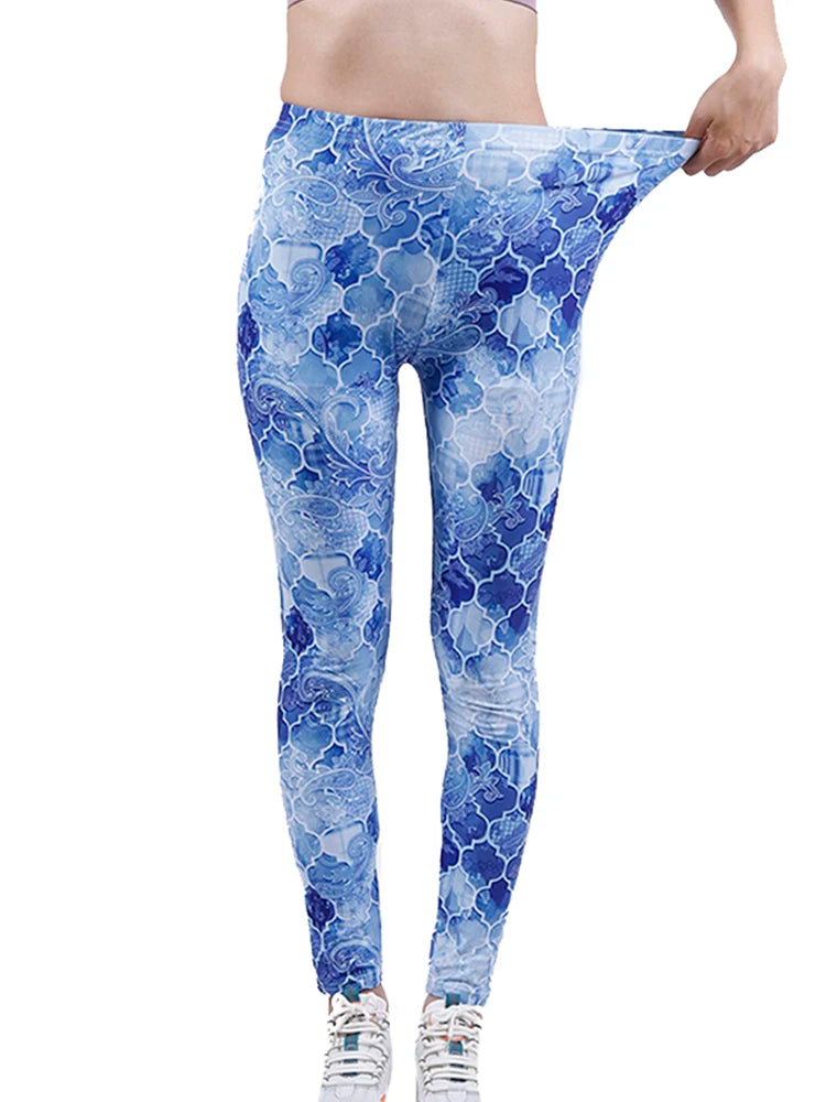 CUHAKCI Fashion Women Leggings Beautiful Leaf Floral Printing High Waist Jeggings Stretch Pant Sexy Hot Sale Clothing Mujer