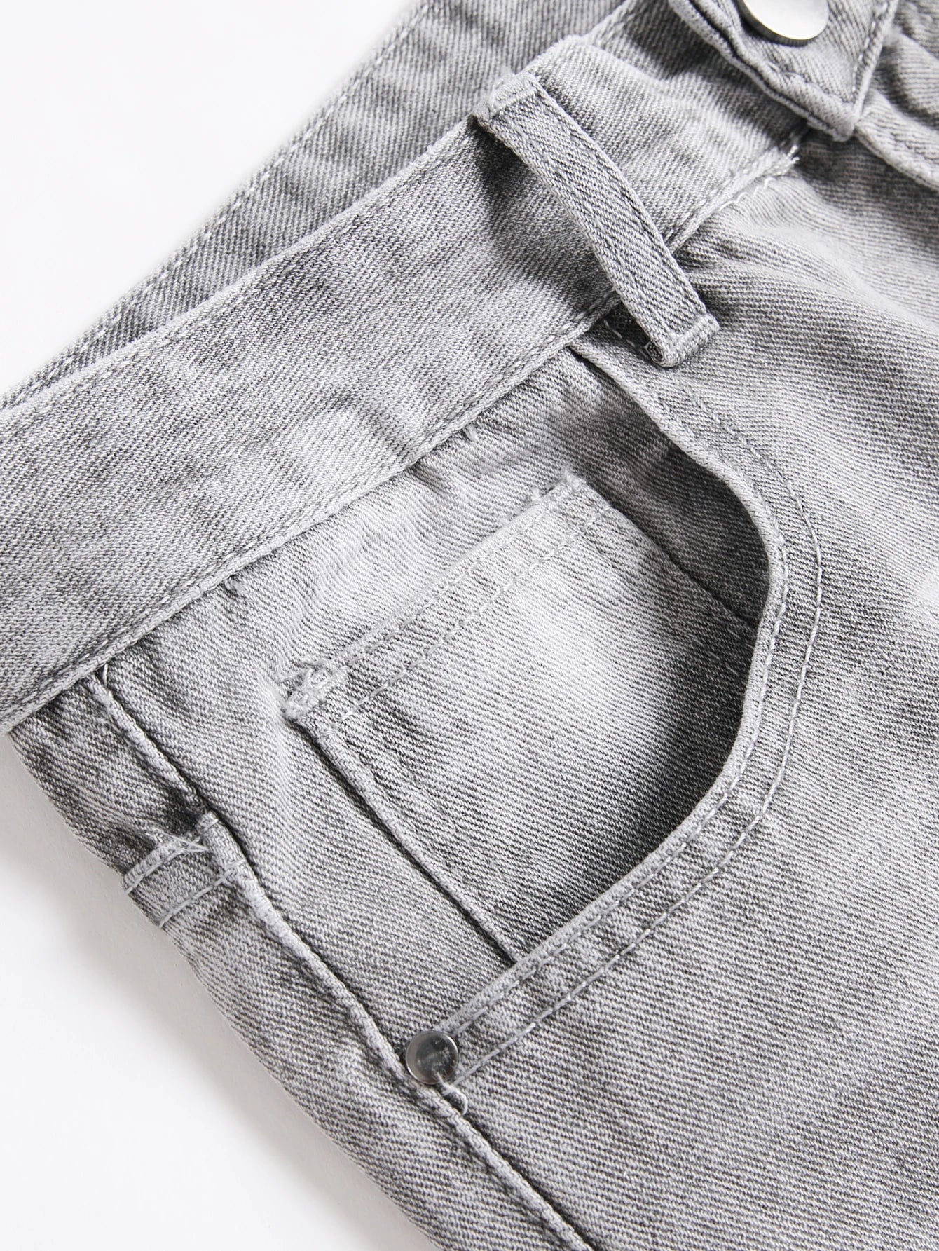 Y2K Men's Jeans - Trendy Gray Mid-Rise Straight Leg, Distressed Ripped with Whisker & Grunge Washes, Cool Street Style