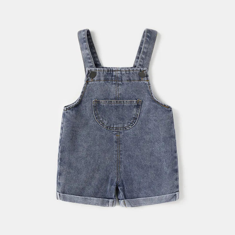 Summer Children Denim Short Baby Boys Girls Overalls Cool Roll Hem Design Kids Jumpsuits