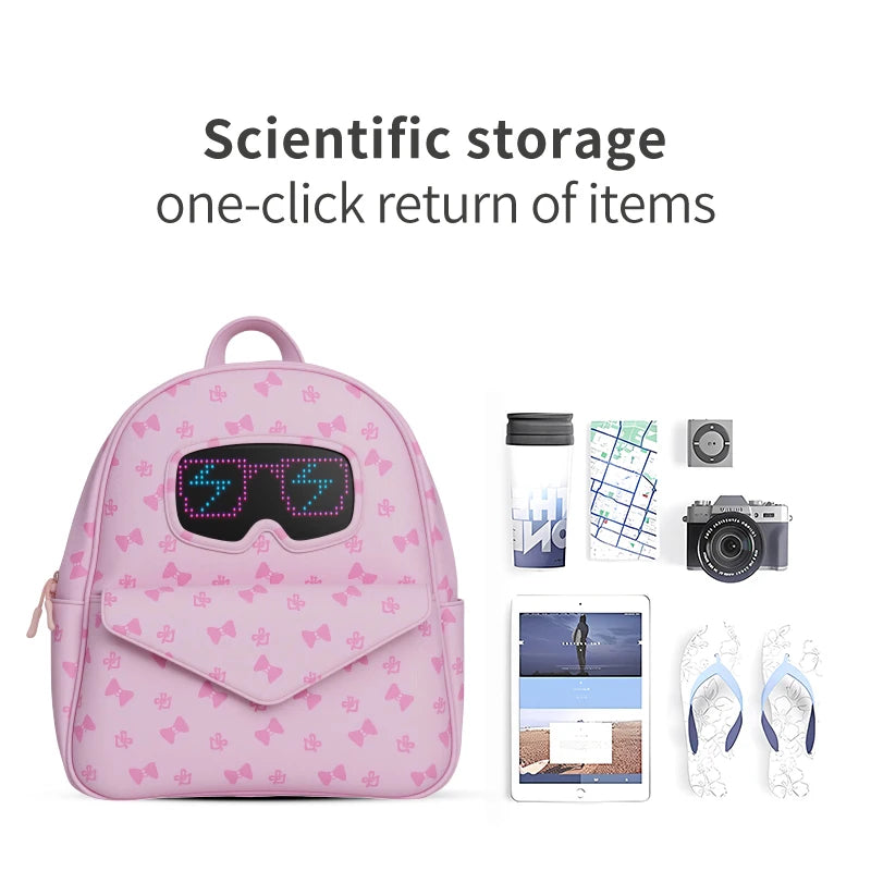 LOY LED Screen Cute Eyes Baby Kindergarten School Bag App Control Display Backpack Stain Resistant Children Kids Knapsack