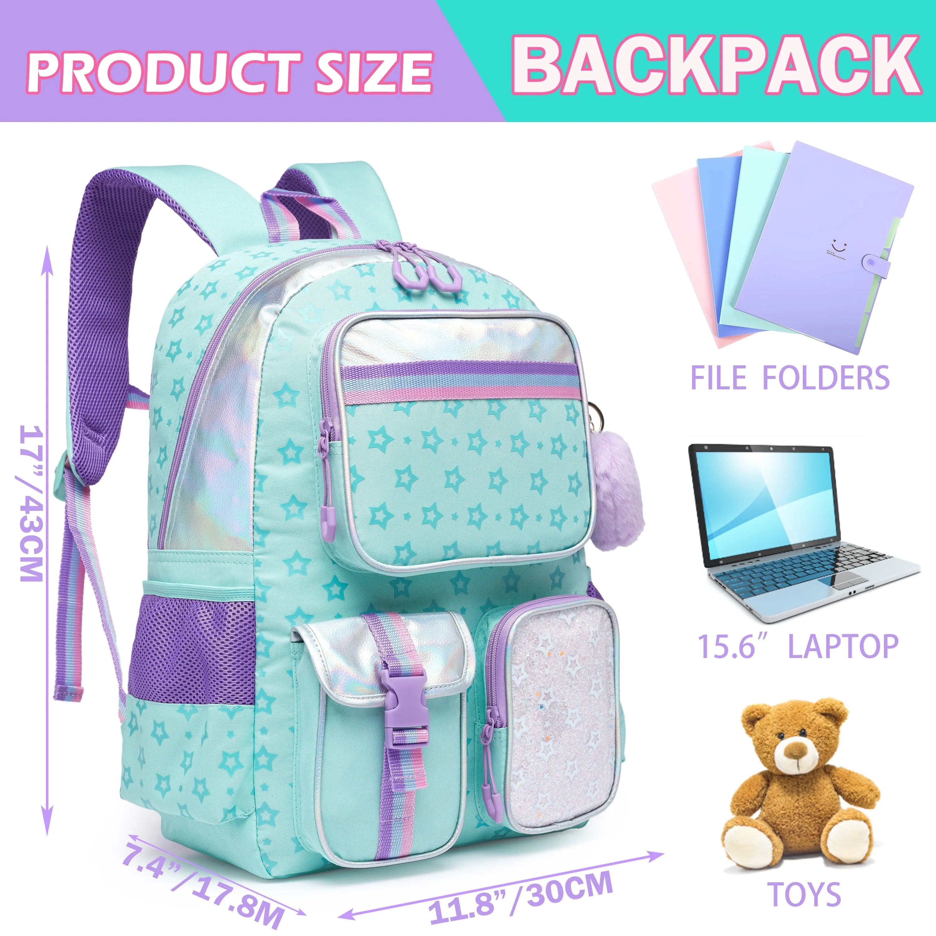 Meetbelify Backpack for Girls School Bag Aesthetic Backpack for Elementary Student Teen Girls Cute Bookbag Kids Kawaii Shoolbag