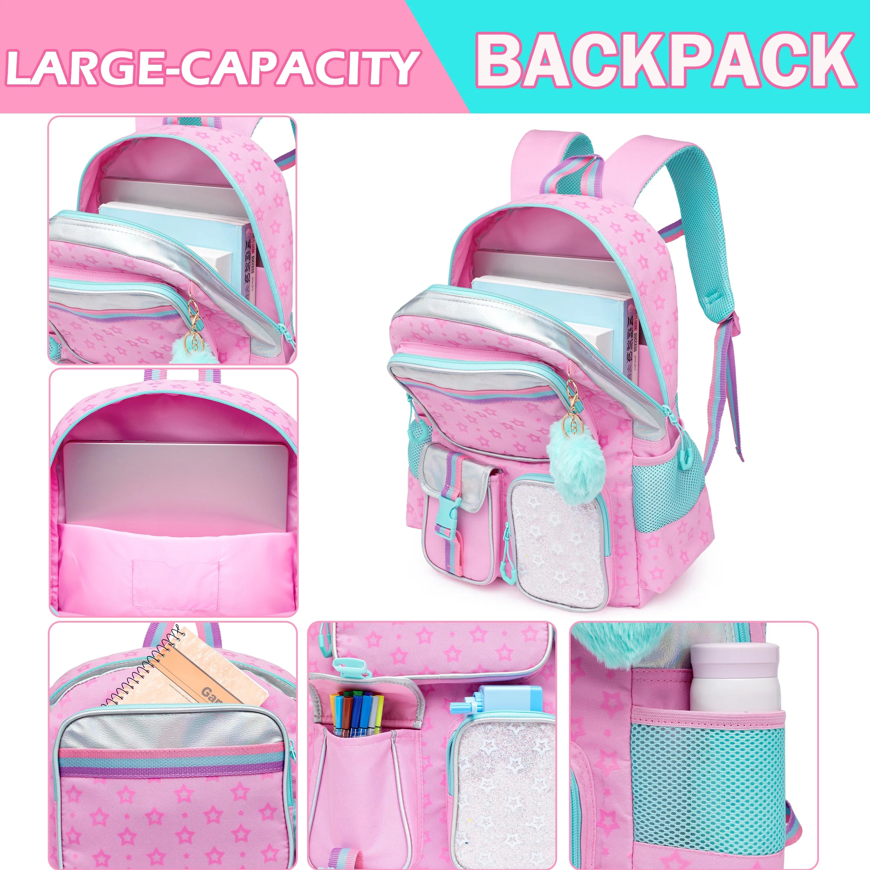 Meetbelify Backpack for Girls School Bag Aesthetic Backpack for Elementary Student Teen Girls Cute Bookbag Kids Kawaii Shoolbag