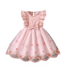 Kids Princess Dress For Girls O-Neck Wing-Sleeve Bowknot Floral Print Embroidery 4-7 Years Summer Sweet Birthday Party Clothing