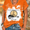 ilstile Women's What A Wonderful World Life Tree Bleached T-Shirt Boho Hippie Print V-Neck Short Sleeve Loose Casual Top