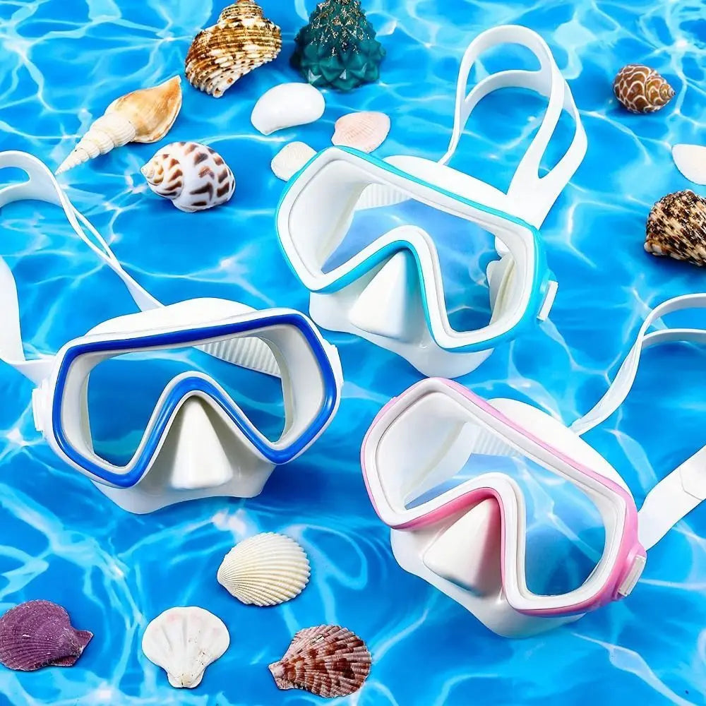 Unisex PC Glass Kids Swim Goggles with Nose Cover PVC Strap Snorkel Swimming Goggles Anti-Leak Wide View Child Diving Mask Boys