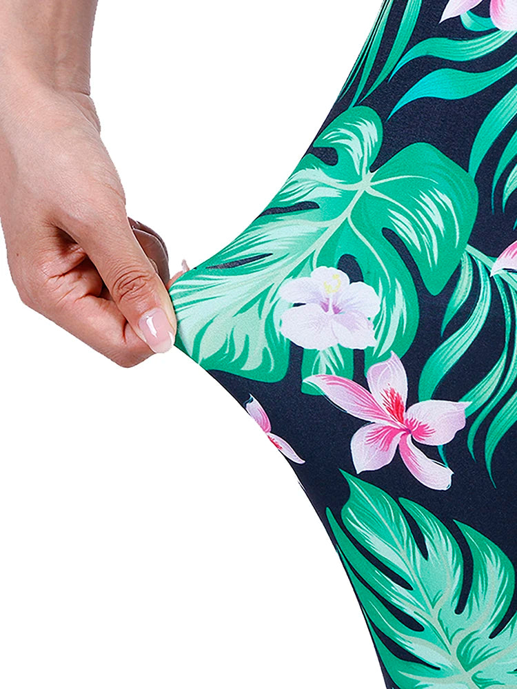 CUHAKCI Fashion Women Leggings Beautiful Leaf Floral Printing High Waist Jeggings Stretch Pant Sexy Hot Sale Clothing Mujer