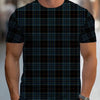 Men’s Summer Plaid Striped T-Shirt – Beige & Gray Color Block, Slim Fit Casual Crew Neck Tee for Daily Wear