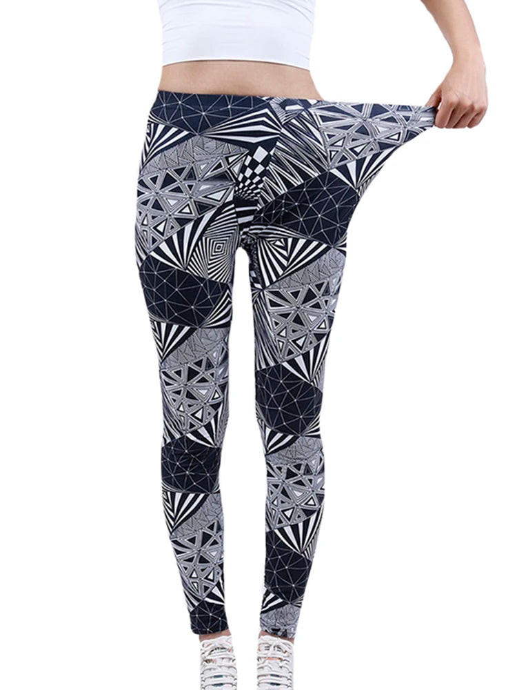 CUHAKCI Fashion Women Leggings Beautiful Leaf Floral Printing High Waist Jeggings Stretch Pant Sexy Hot Sale Clothing Mujer