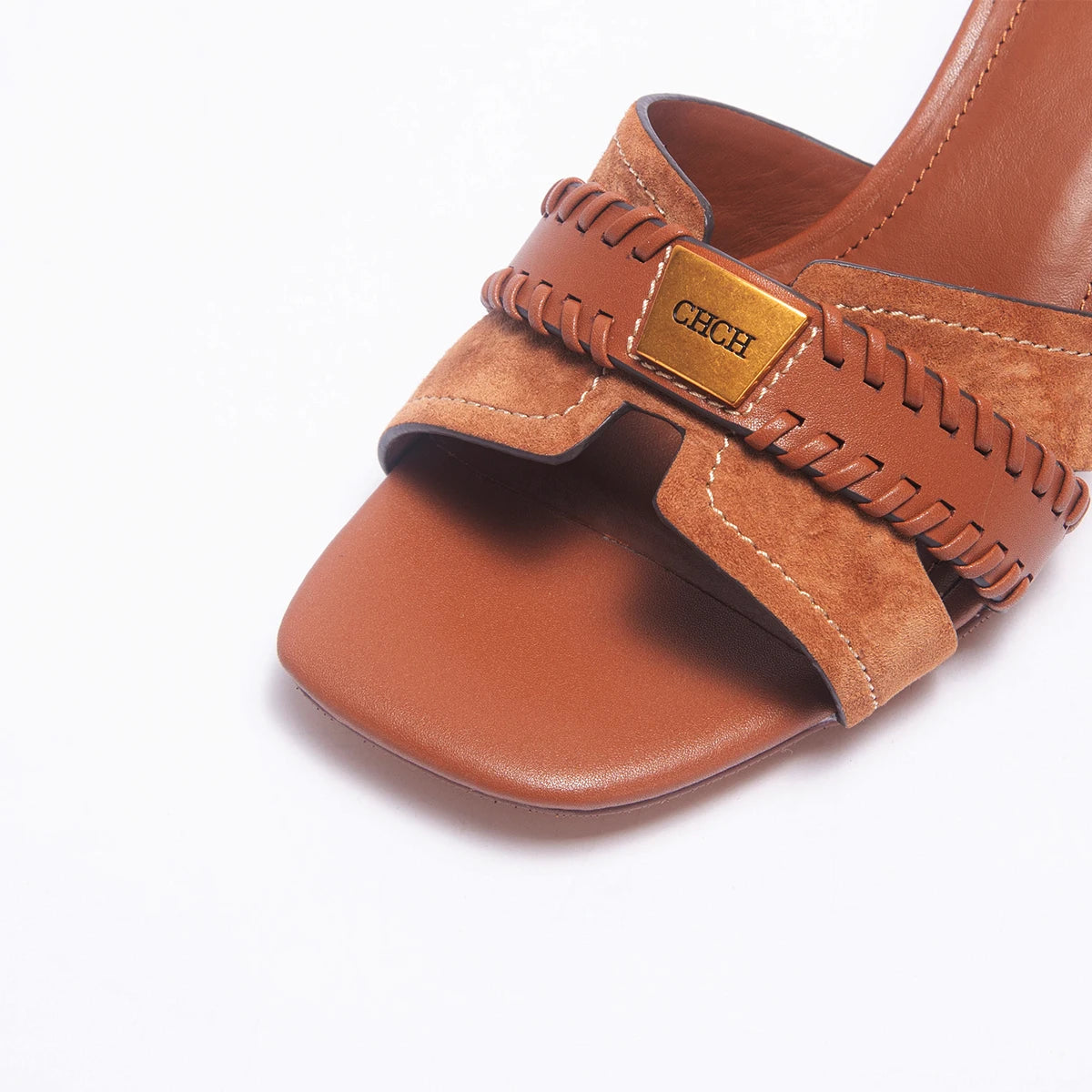 CHCH Women's Sandals Summer New Cow Leather High Heels High Quality Retro Commuting Women's Shoes