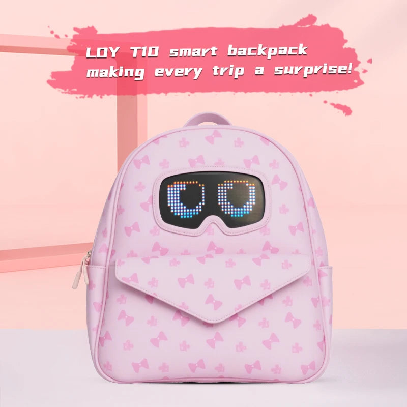 LOY LED Screen Cute Eyes Baby Kindergarten School Bag App Control Display Backpack Stain Resistant Children Kids Knapsack