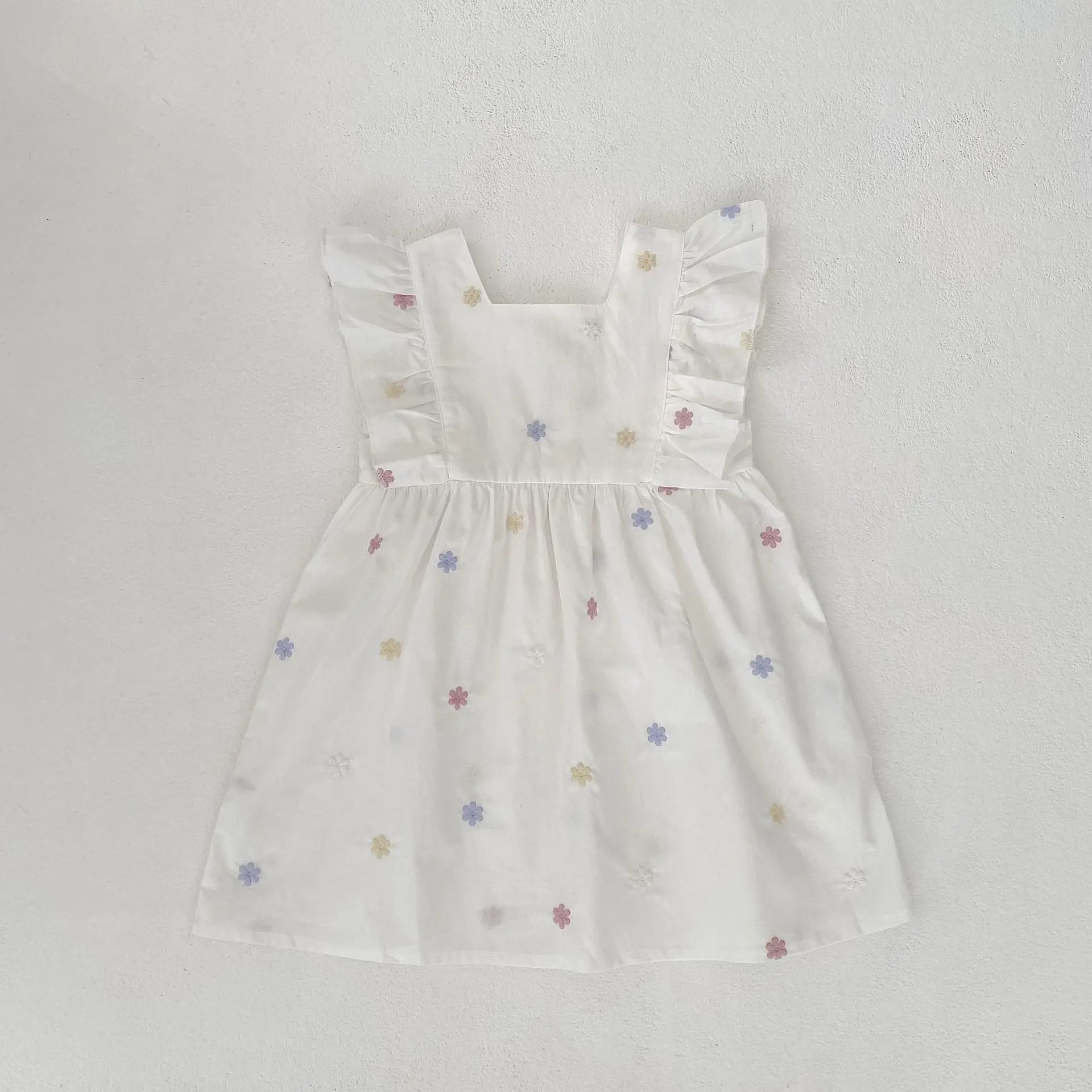 Summer New Little Girls Toddler Princess Dresses 1-6Yrs Girls Fashion Embroidered Flower Dress Kids Flying Sleeves Party Clothes