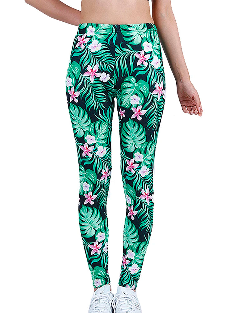 CUHAKCI Fashion Women Leggings Beautiful Leaf Floral Printing High Waist Jeggings Stretch Pant Sexy Hot Sale Clothing Mujer
