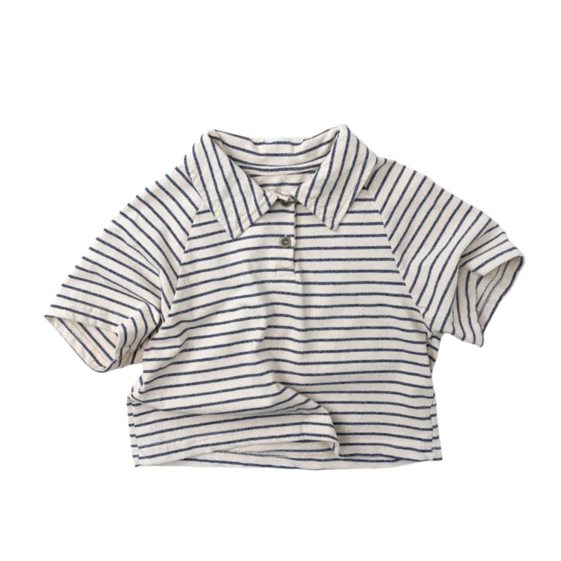 Korean Style Unisex Kids Cotton Polo T-shirt Breathable Short Sleeve Tee for Boys & Girls Summer Casual Top for 2-8 Years