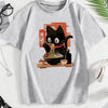 Cat Eat Ramen Kawaii Design Prined  T Shirts Manga Kids Children's T-shirt Boys Girls Summer Spring Casual Top Tee