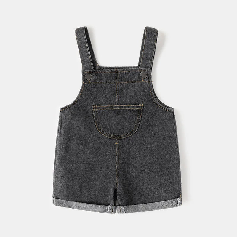 Summer Children Denim Short Baby Boys Girls Overalls Cool Roll Hem Design Kids Jumpsuits