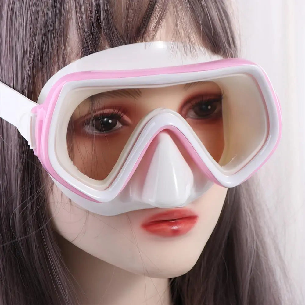 Unisex PC Glass Kids Swim Goggles with Nose Cover PVC Strap Snorkel Swimming Goggles Anti-Leak Wide View Child Diving Mask Boys