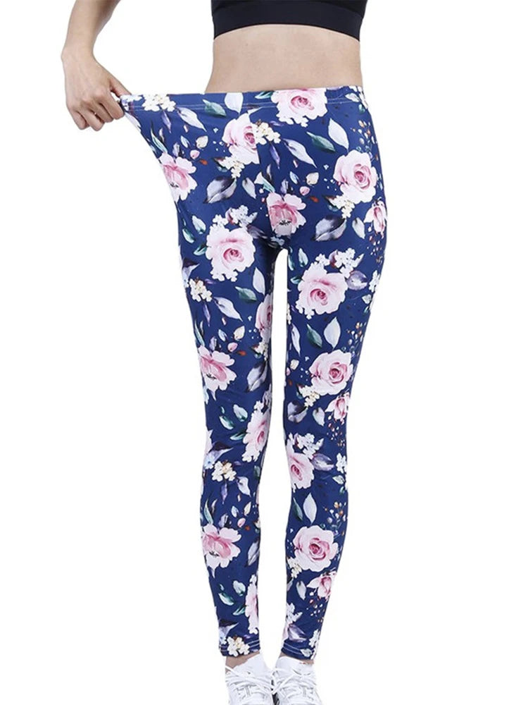 CUHAKCI Fashion Women Leggings Beautiful Leaf Floral Printing High Waist Jeggings Stretch Pant Sexy Hot Sale Clothing Mujer