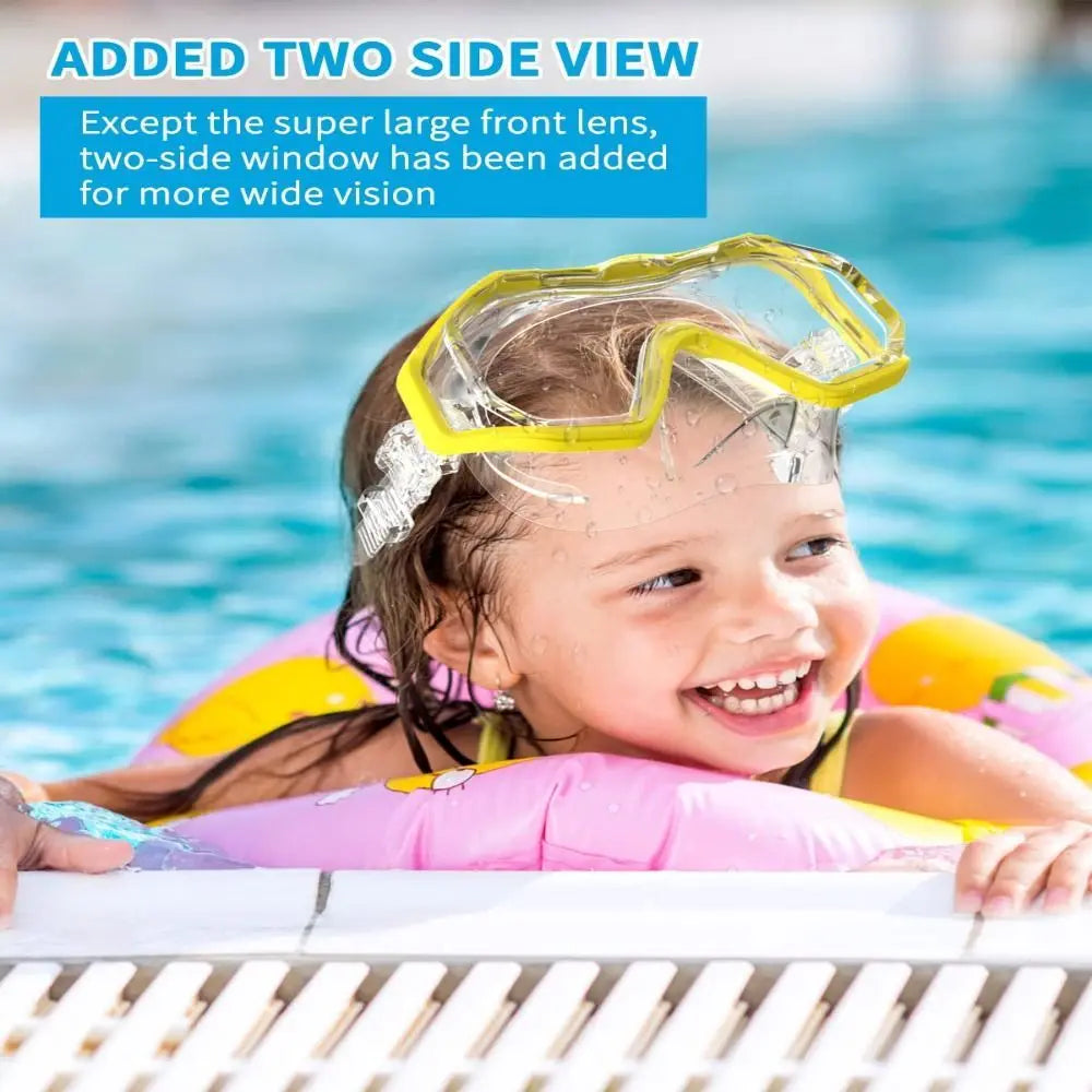 Unisex PC Glass Kids Swim Goggles with Nose Cover PVC Strap Snorkel Swimming Goggles Anti-Leak Wide View Child Diving Mask Boys