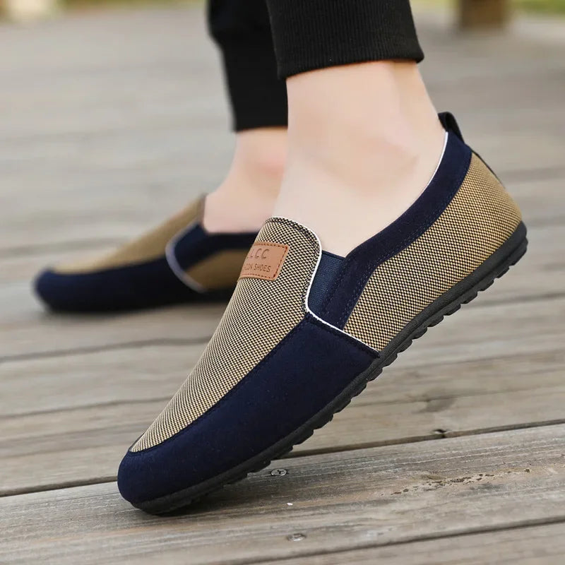 Shoes for Men Casual Slip on Loafers Plus Size Breathable Canvas Driving Shoes Office Walking Flats Non Slip 2024