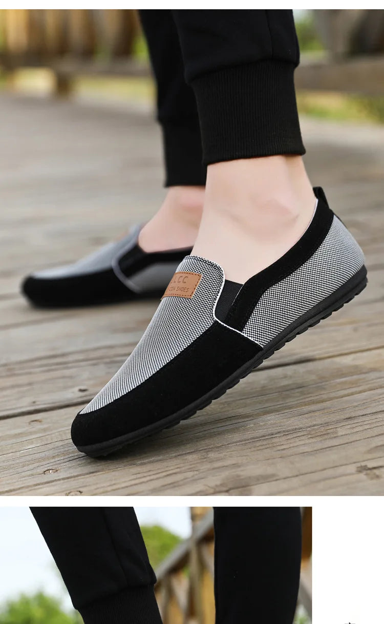 Shoes for Men Casual Slip on Loafers Plus Size Breathable Canvas Driving Shoes Office Walking Flats Non Slip 2024