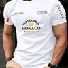 Best-selling Monaco Letter Flag Print 100% Cotton Men's and Women's T-Shirt - Casual Loose-Fitting Street Short Sleeve