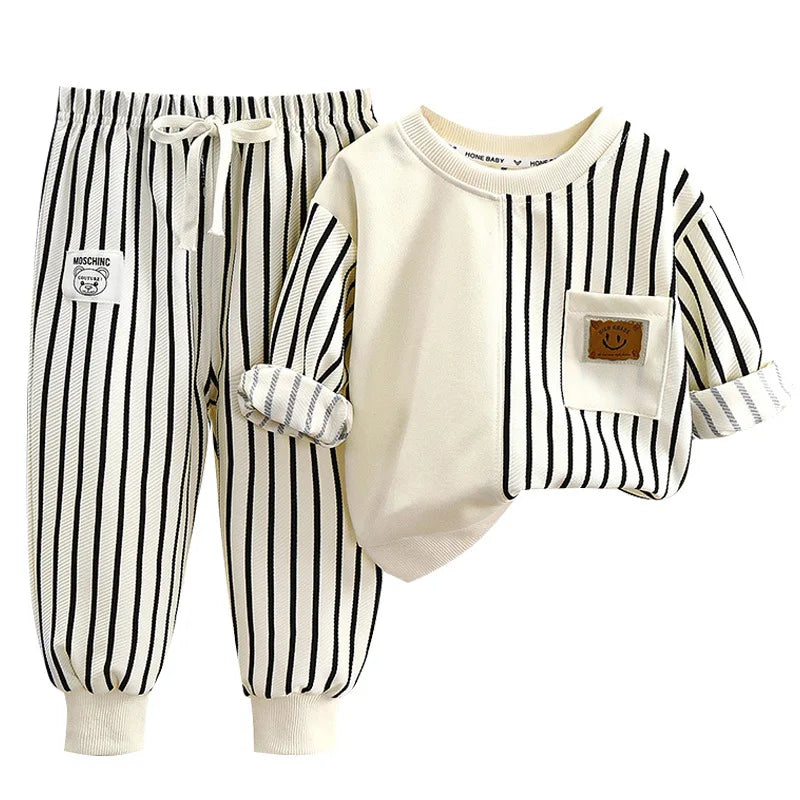 Spring Children's Spring Clothes Round Neck Long Sleeve Sweater Boys and Girls Trendy Baby Stylish Children's Clothing 2PCS