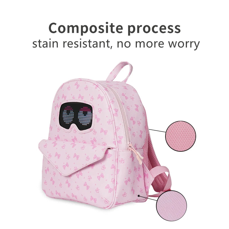 LOY LED Screen Cute Eyes Baby Kindergarten School Bag App Control Display Backpack Stain Resistant Children Kids Knapsack