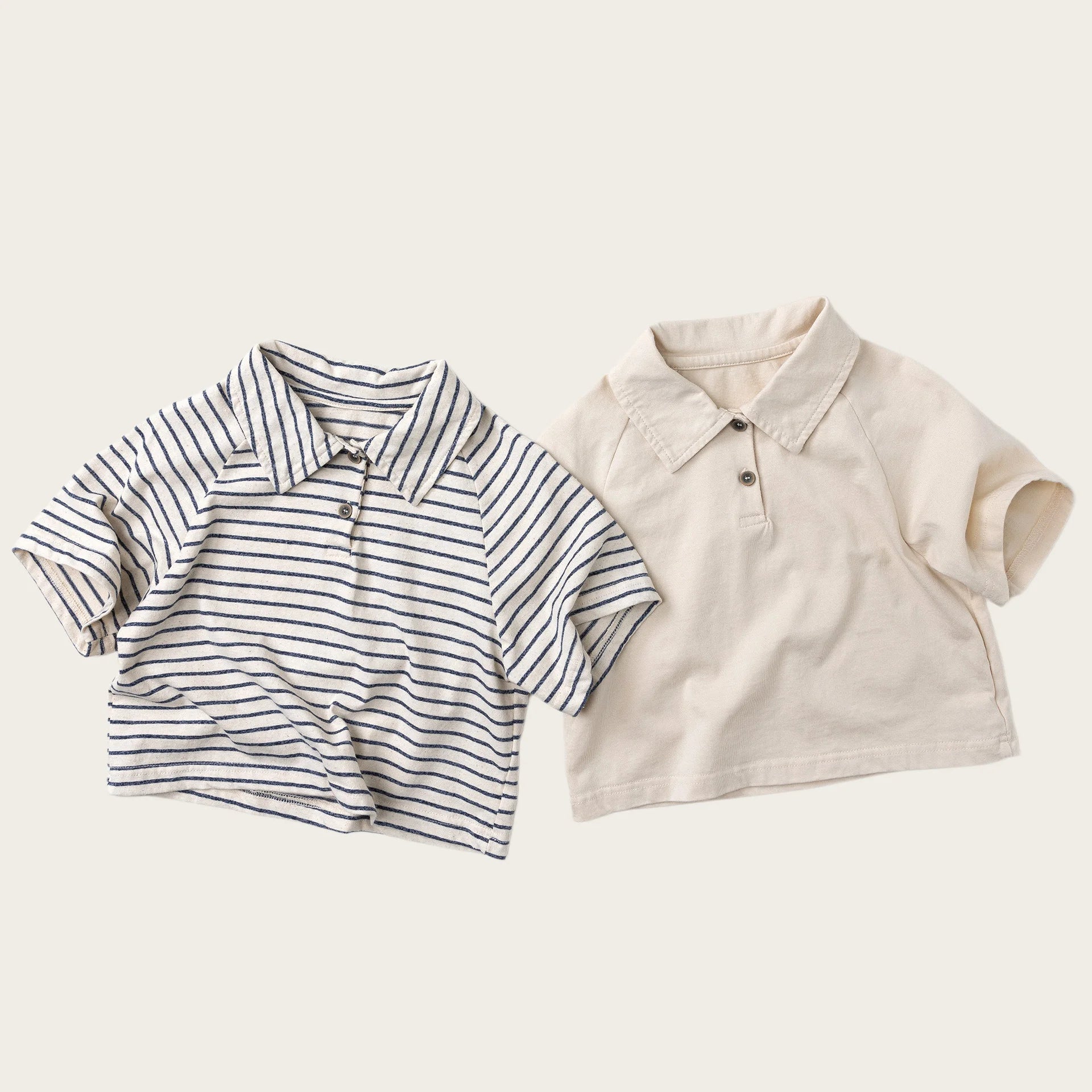Korean Style Unisex Kids Cotton Polo T-shirt Breathable Short Sleeve Tee for Boys & Girls Summer Casual Top for 2-8 Years