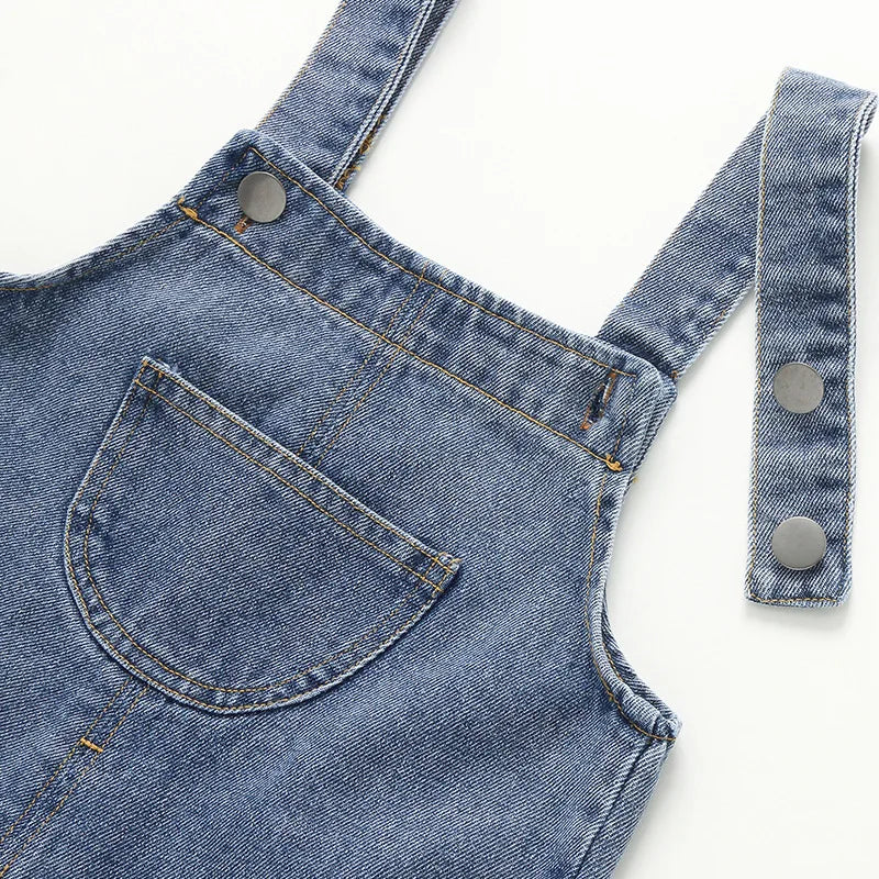 Summer Children Denim Short Baby Boys Girls Overalls Cool Roll Hem Design Kids Jumpsuits
