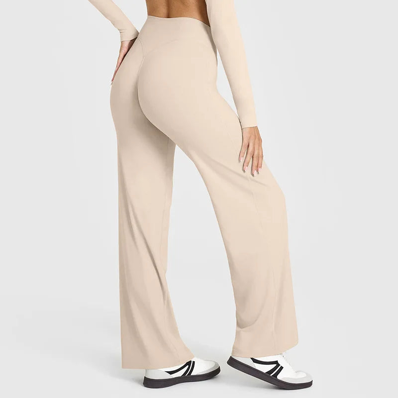 Straight Leg Pants Ultra Soft Butter Fabric Women Mid-Waist Yoga Pants Naked Feel Sports Leggings Pilates Running Sport Trousers