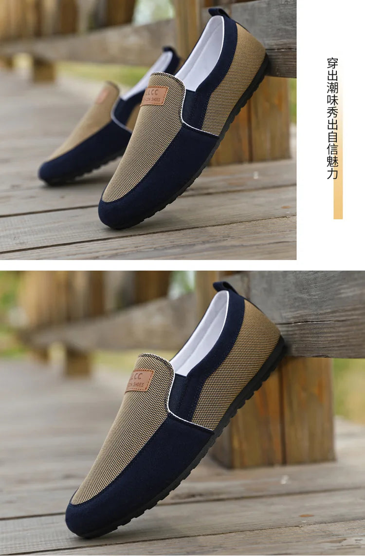 Shoes for Men Casual Slip on Loafers Plus Size Breathable Canvas Driving Shoes Office Walking Flats Non Slip 2024