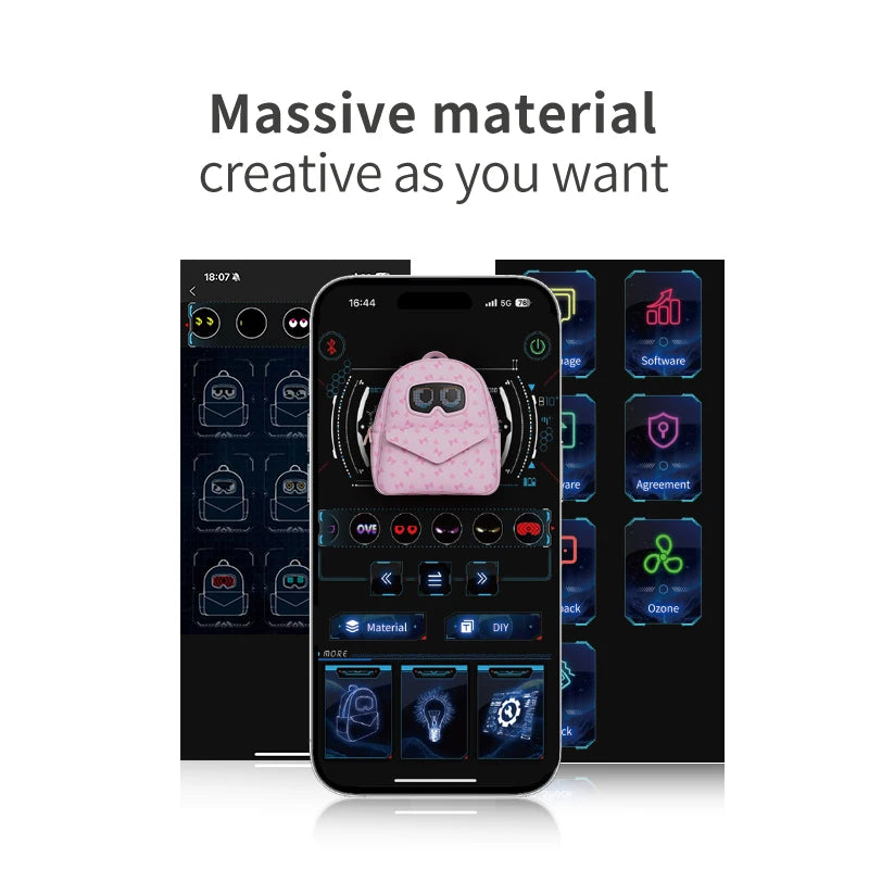 LOY LED Screen Cute Eyes Baby Kindergarten School Bag App Control Display Backpack Stain Resistant Children Kids Knapsack