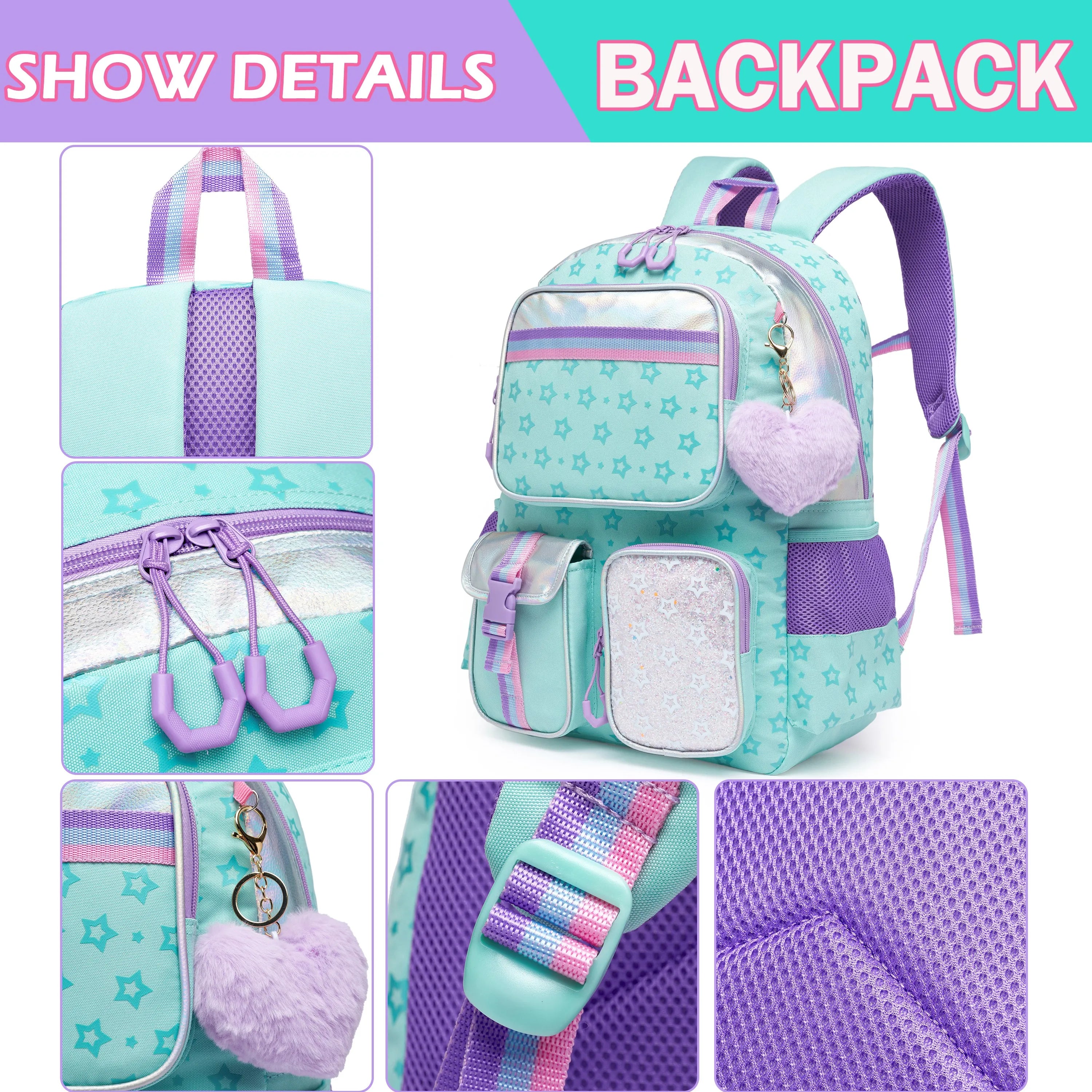 Meetbelify Backpack for Girls School Bag Aesthetic Backpack for Elementary Student Teen Girls Cute Bookbag Kids Kawaii Shoolbag