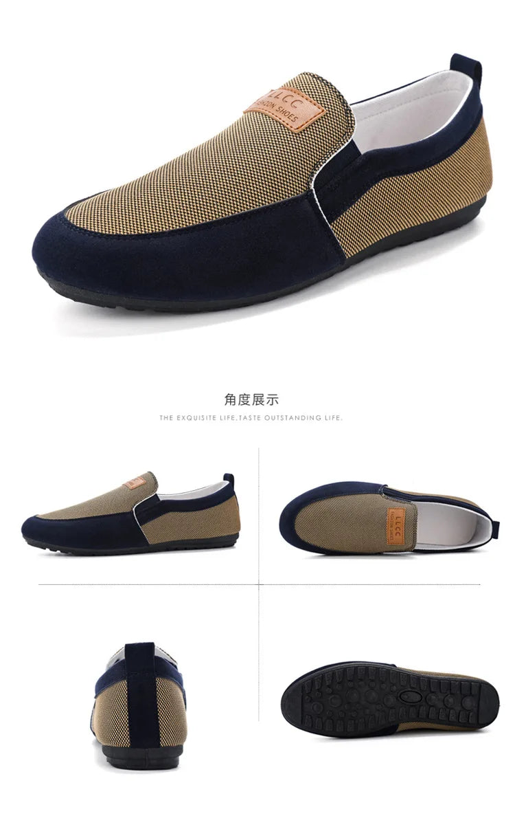 Shoes for Men Casual Slip on Loafers Plus Size Breathable Canvas Driving Shoes Office Walking Flats Non Slip 2024