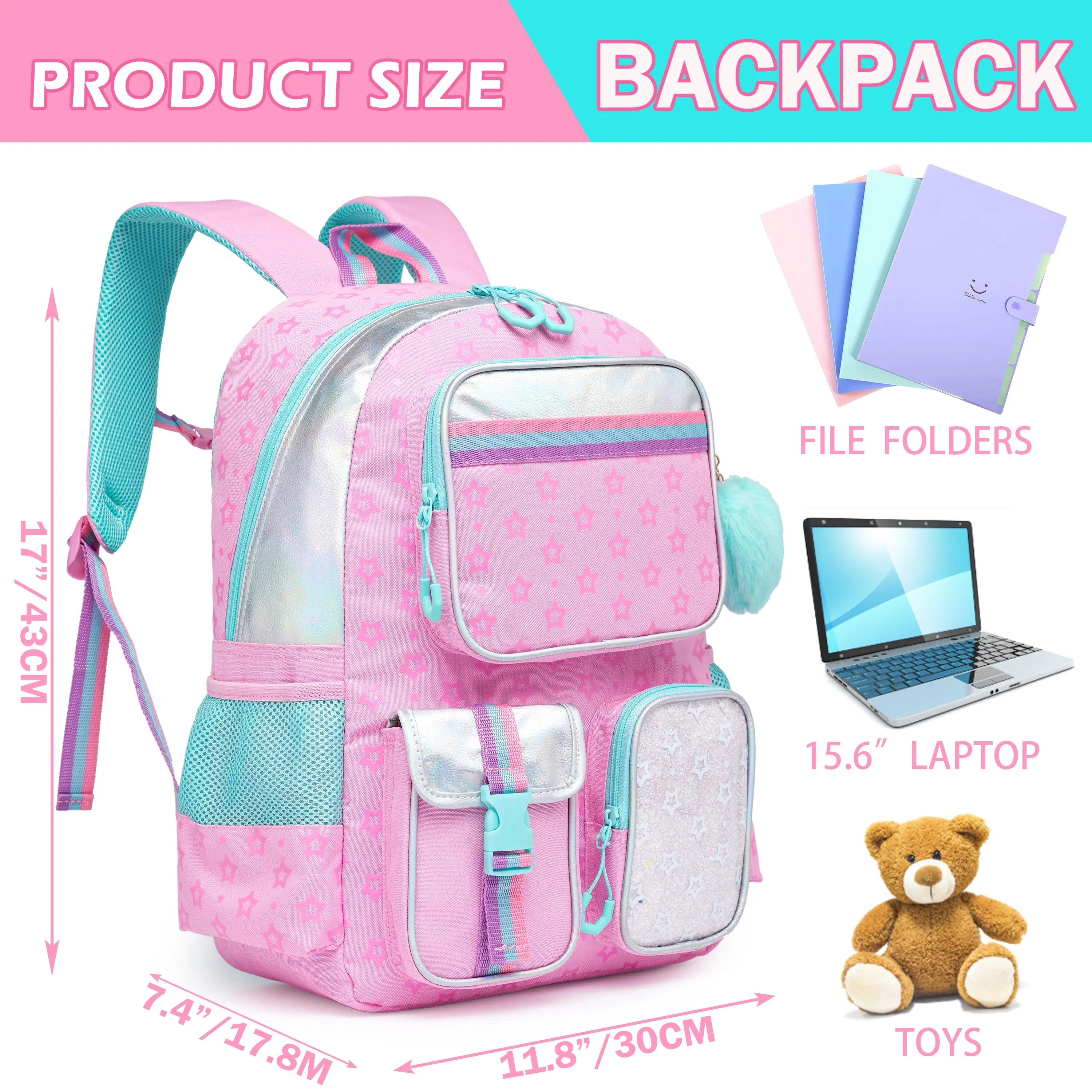 Meetbelify Backpack for Girls School Bag Aesthetic Backpack for Elementary Student Teen Girls Cute Bookbag Kids Kawaii Shoolbag