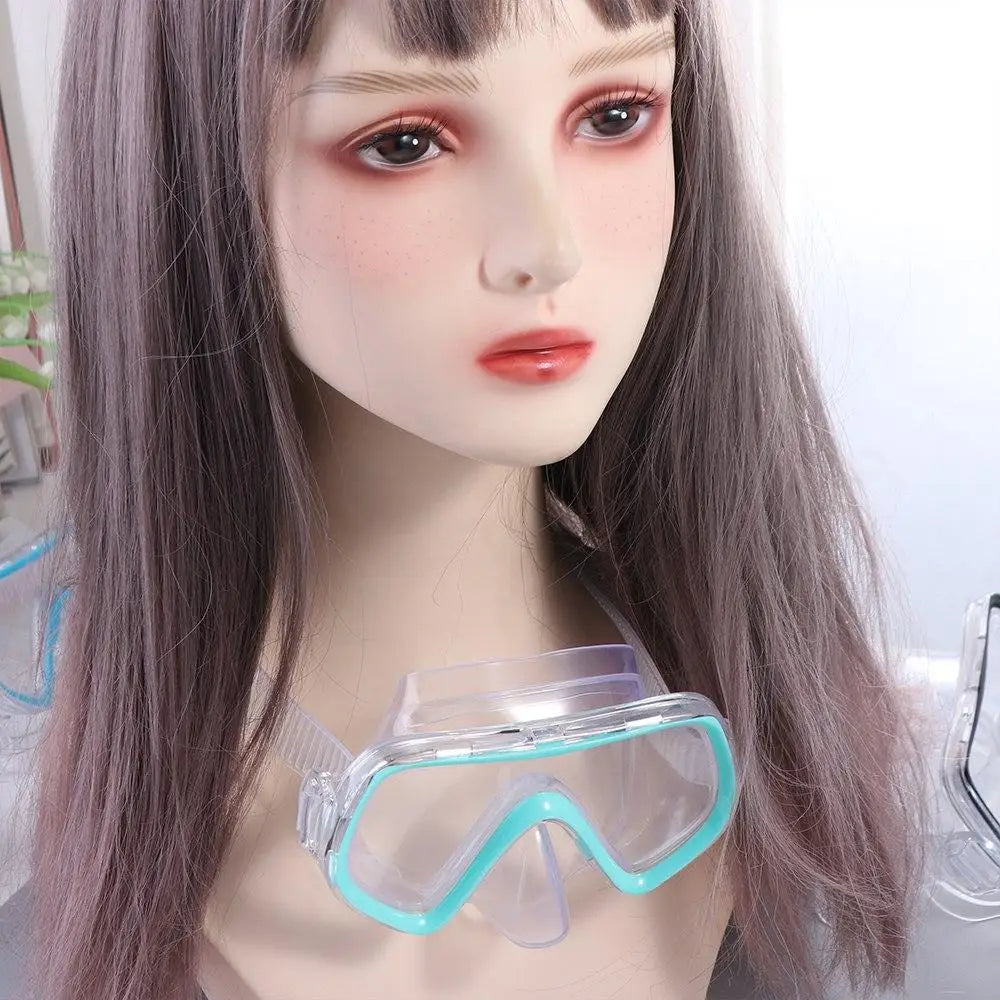 Unisex PC Glass Kids Swim Goggles with Nose Cover PVC Strap Snorkel Swimming Goggles Anti-Leak Wide View Child Diving Mask Boys