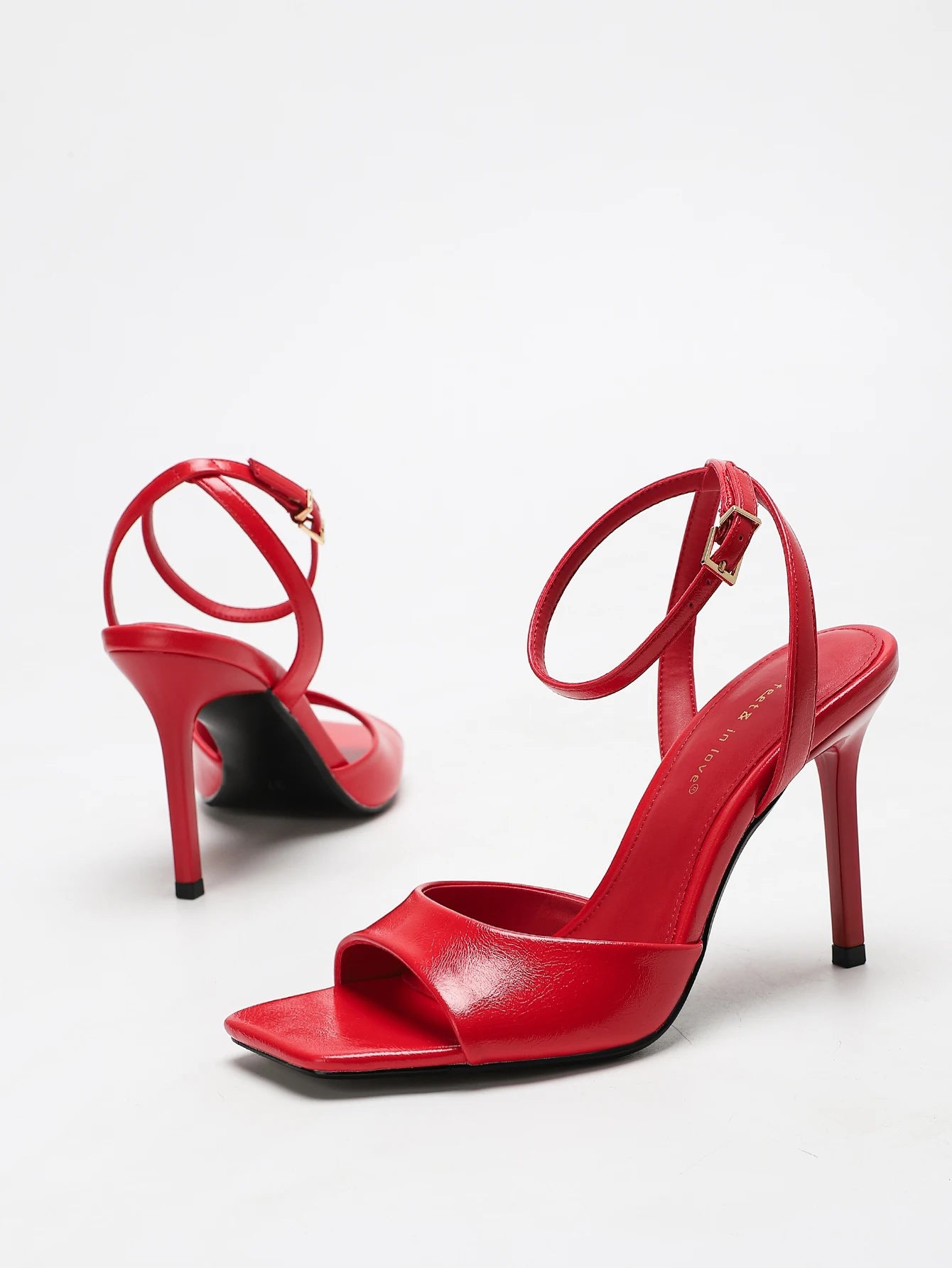 Classic Black Ankle Strap Stiletto Heels, Square Toe Open Toe HighHeels, Women's Versatile Dress Shoesfor All Occasions