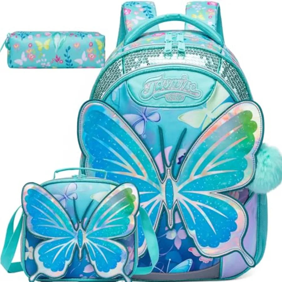 Cute School Backpack for Girls Backpack with Lunch Box for Elementary Students Travel Bookbag for Girls Ages 6-8
