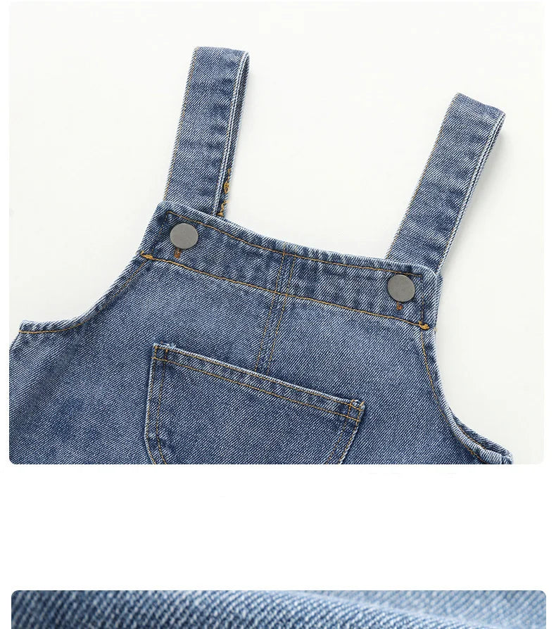 Summer Children Denim Short Baby Boys Girls Overalls Cool Roll Hem Design Kids Jumpsuits