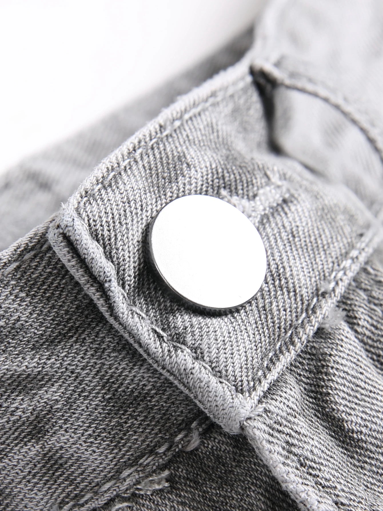 Y2K Men's Jeans - Trendy Gray Mid-Rise Straight Leg, Distressed Ripped with Whisker & Grunge Washes, Cool Street Style