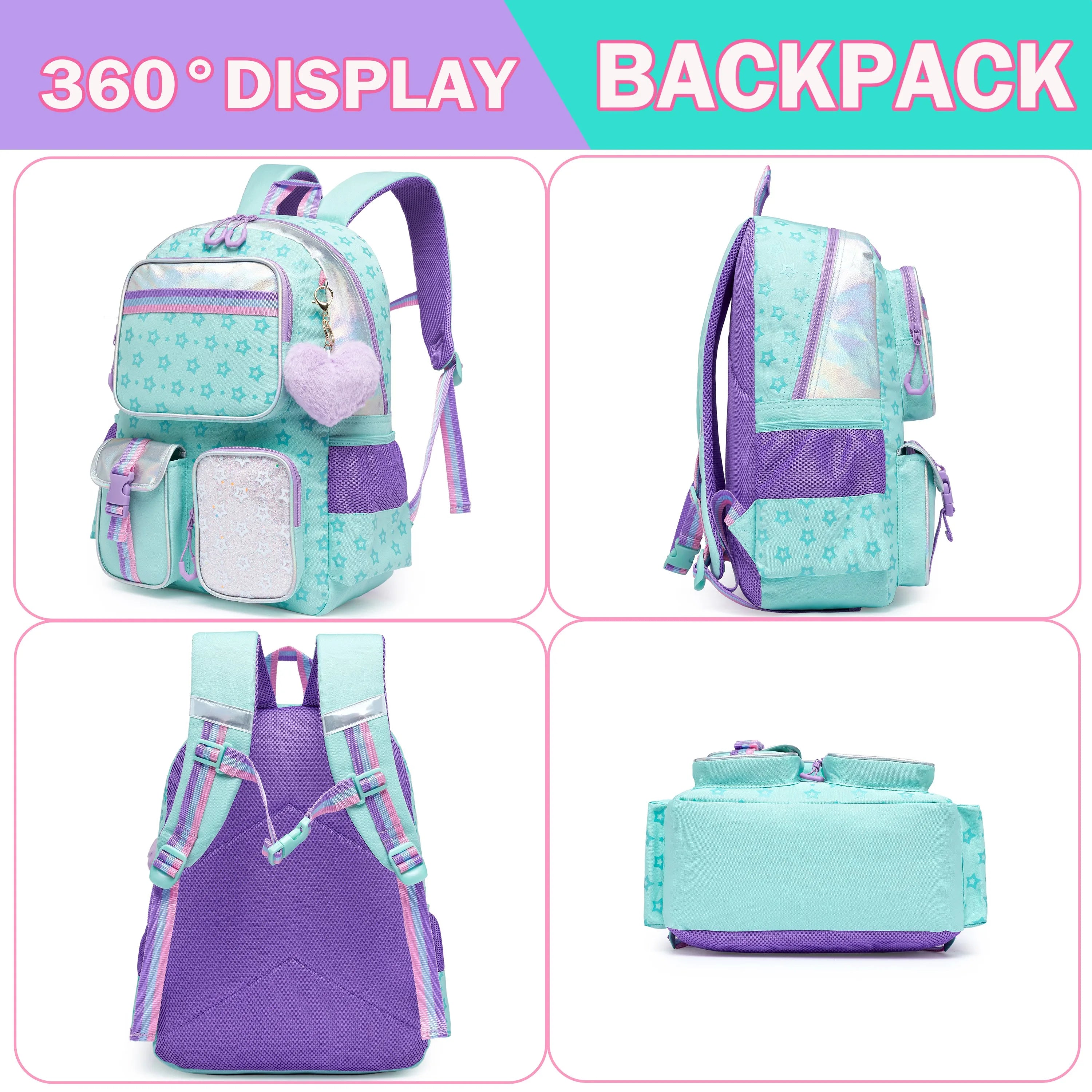 Meetbelify Backpack for Girls School Bag Aesthetic Backpack for Elementary Student Teen Girls Cute Bookbag Kids Kawaii Shoolbag