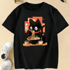 Cat Eat Ramen Kawaii Design Prined  T Shirts Manga Kids Children's T-shirt Boys Girls Summer Spring Casual Top Tee