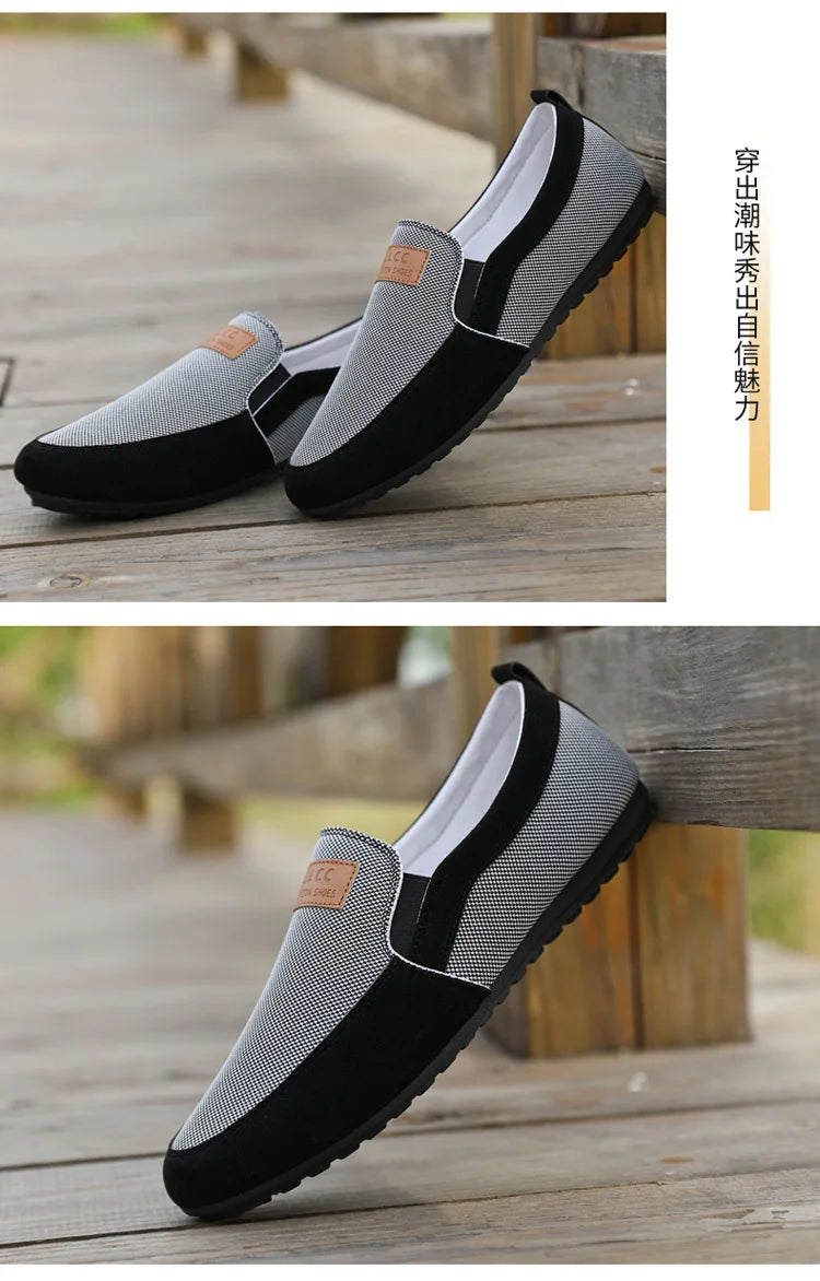 Shoes for Men Casual Slip on Loafers Plus Size Breathable Canvas Driving Shoes Office Walking Flats Non Slip 2024