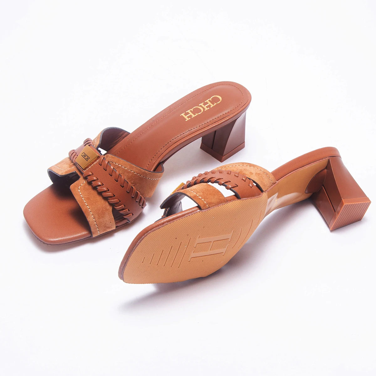 CHCH Women's Sandals Summer New Cow Leather High Heels High Quality Retro Commuting Women's Shoes