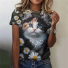 New Funny Cat 3D Print Women's Kawaii T Shirt Female Harajuku Casual Clothing Ladies Fashion Cute Animal Graphic Tees Girls Tops