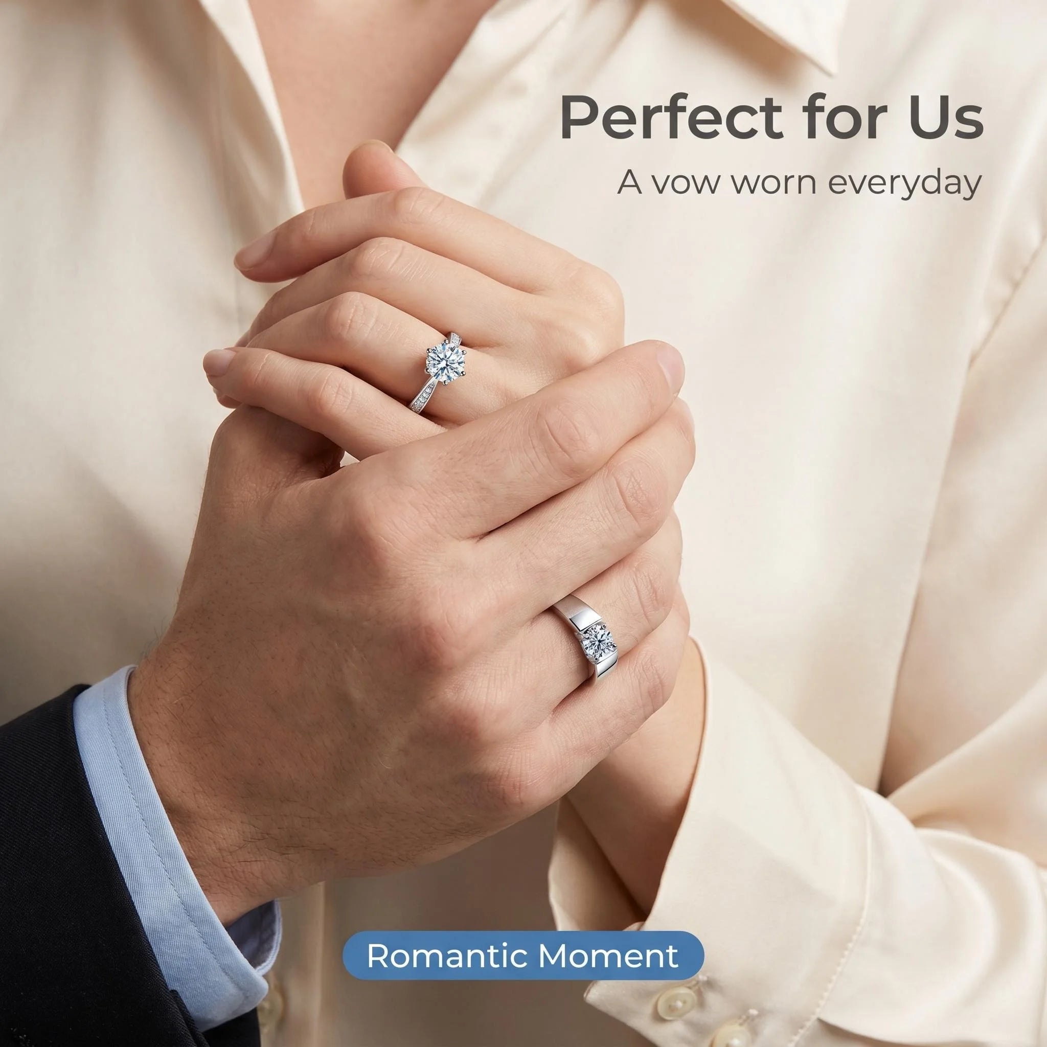 D VVS1 Moissanite 925 Sterling Silver Couple Ring for Women Man Wedding Jewelry Engagement Imitation Diamond Fashion Gifts Party