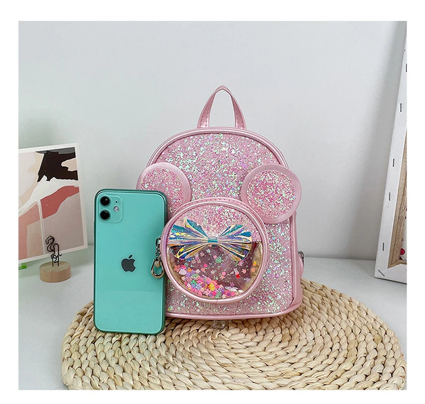 Cute Children Bag Fashion Sequin Kindergarten Backpacks for Baby Girls Cartoon Mouse Casual Backpack Princess Bag Girls Gifts