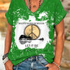 ilstile Women's What A Wonderful World Life Tree Bleached T-Shirt Boho Hippie Print V-Neck Short Sleeve Loose Casual Top