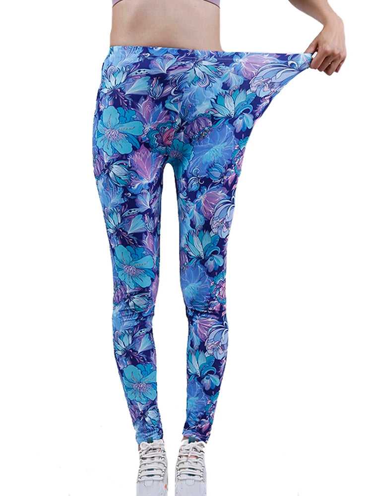 CUHAKCI Fashion Women Leggings Beautiful Leaf Floral Printing High Waist Jeggings Stretch Pant Sexy Hot Sale Clothing Mujer